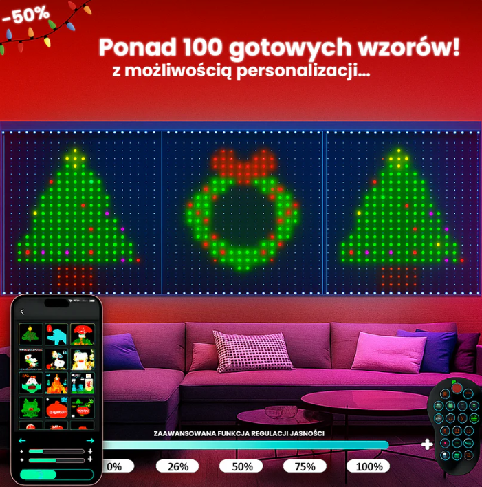 Super Kurtyna RGB™ - Programowalne, Napisy, Grafiki i Animacje