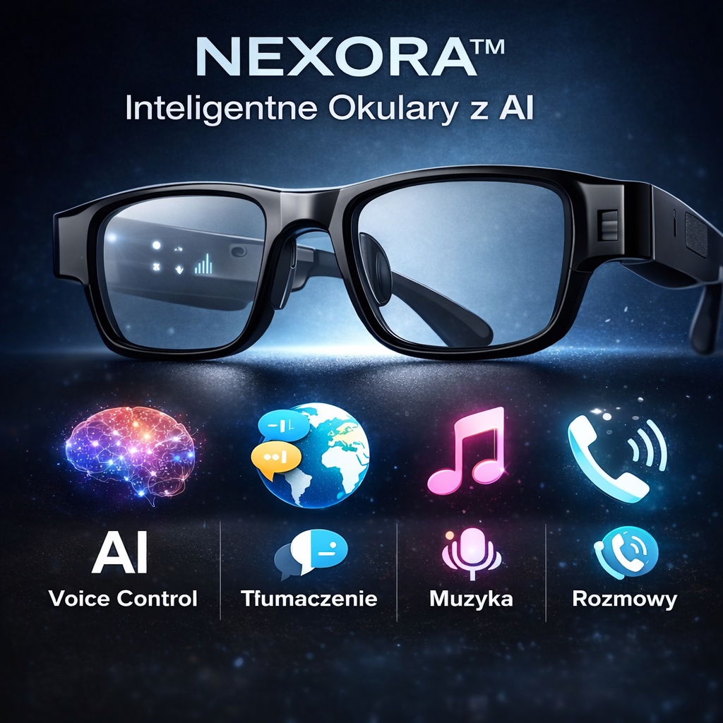 NEXORA™ – Inteligentne okulary z AI, tłumaczeniem w czasie rzeczywistym i Bluetooth