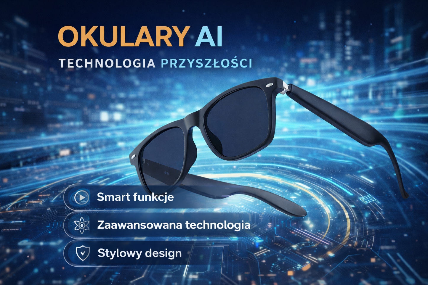 NEXORA™ – Inteligentne okulary z AI, tłumaczeniem w czasie rzeczywistym i Bluetooth